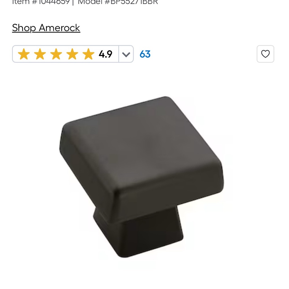 Amerock Black Cabinet Knob